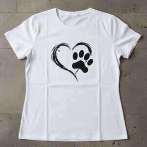 Heart & Paw Print Graphic Tee | Dog Cat Lover Gift Shirt